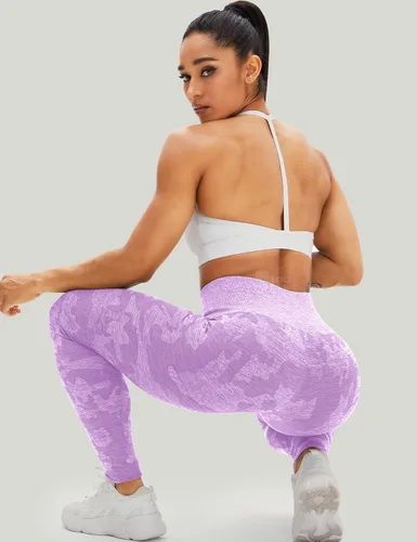 Miniatura 45 de HIGORUN - Leggings sin costuras para mujer, moldeadores, con diseño gráfico de sonrisas, de cintura alta, para el gimnasio, yoga o hacer ejercicio