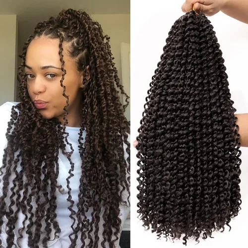 Miniatura 39 de Dorsanee Cabello Passion Twist Ombré de 18 pulgadas, 6 paquetes, Cabello de Ganchillo Water Wave, Cabello Largo Bohemio Rizado para Trenzar