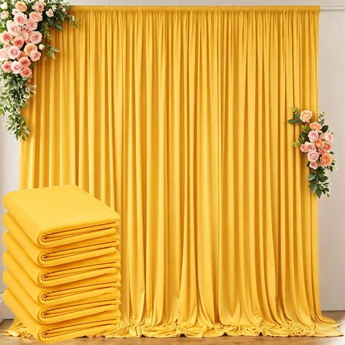 Miniatura 33 de Cortinas de telón de fondo blanco de 30 pies x 8 pies para fiestas de boda, 6 paneles de 5 pies x 8 pies, cortinas de fotografía de poliéster sin
