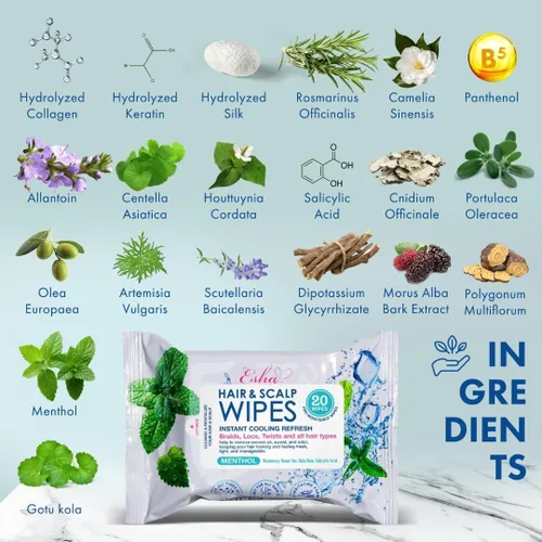 Miniatura 9 de Esha Kit de desintoxicación – Toallitas para cabello y cuero cabelludo + polvo de desintoxicación de pomelo – Limpieza del cuero cabelludo y cuidado