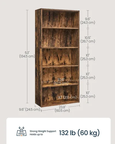 Miniatura 3 de SONGMICS HOME Estantería de 5 niveles, estante de almacenamiento abierto, estante estrecho para sala de estar, oficina en casa, comedor, ahorro