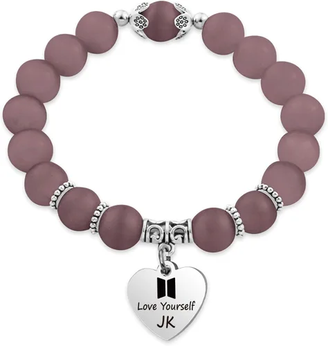 LACAKU - Pulsera para niño Kpop BTS Bangtan dijes con textos en inglés amarte a ti mismo ARMY regalo de joyería para niños acero inoxidable JK-SJL