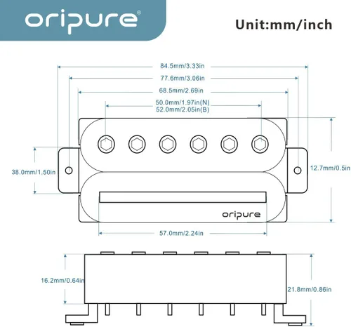 Miniatura 2 de Oripure Alnico 2 Pastillas Humbucker para guitarra con pastillas, pastilla de cuello, doble riel y tornillos Recogida