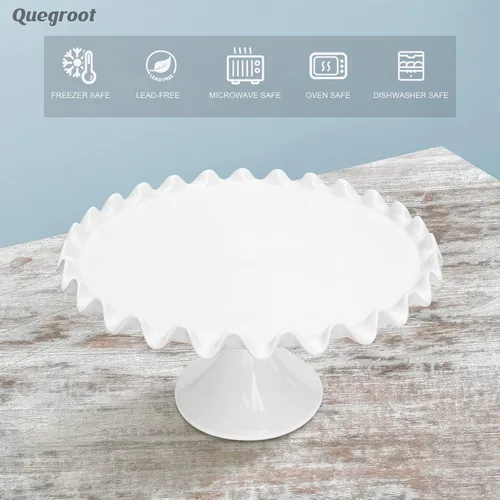 Miniatura 6 de Soporte redondo de porcelana para tartas de 12 pulgadas, soporte de postre blanco para bodas, fiestas de cumpleaños