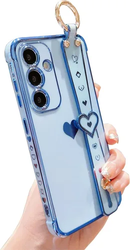Miniatura 11 de DEFBSC Funda compatible con Samsung Galaxy S23, con borde galvanizado con correa para la muñeca, protección completa de la cámara, esquinas