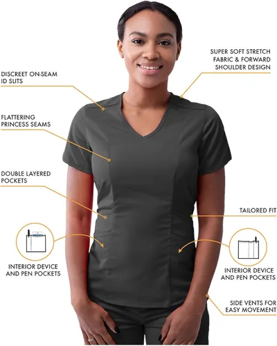 Miniatura 3 de Adar Pro - Conjunto médico moderno para mujer - Camiseta médica moderna con cuello en V y pantalón médico, pantalón de yoga