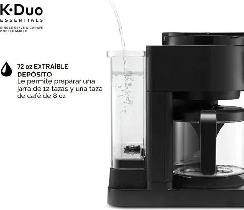 Miniatura 8 de K-Duo Essentials - Cafetera para bebidas calientes y frías, cafetera de una porción con cápsulas KCup y jarra de goteo para 12 tazas, depósito