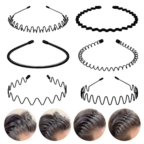 Miniatura 8 de 3 bandas para el cabello de metal con resorte ondulado (3 piezas)..