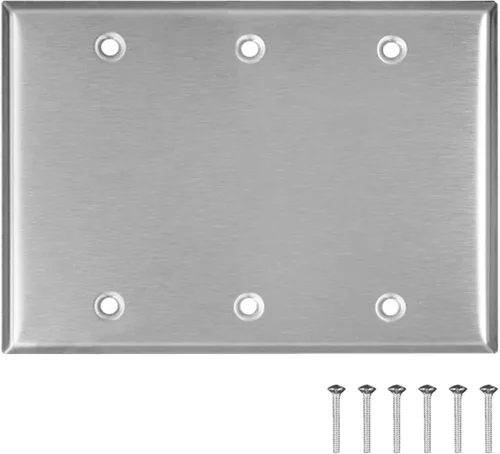 Miniatura 8 de AP-10411 - Juego de 2 placas de pared en blanco de acero inoxidable, tamaño estándar de 1 pandilla, 4.50 x 2.76 pulgadas, resistente a la corrosión