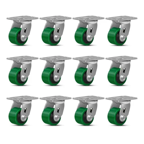 Miniatura 39 de Ruedas giratorias, ruedas industriales de 4 pulgadas resistentes, poliuretano en rueda de acero, ruedas giratorias de placa superior