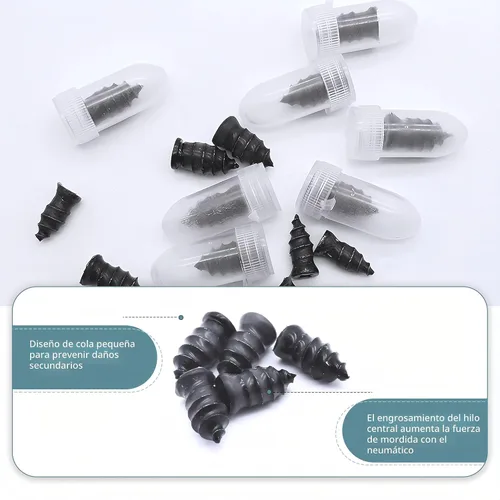 Miniatura 5 de 60 clavos de goma para reparación de neumáticos, kits de reparación de neumáticos al vacío, tornillos de goma en espiral, herramienta