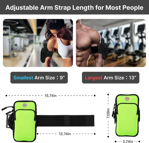 Miniatura 2 de Brazalete para correr, correa deportiva ajustable para correr, brazalete de entrenamiento para iPhone, bolsa de celular para ejercicio, hombres