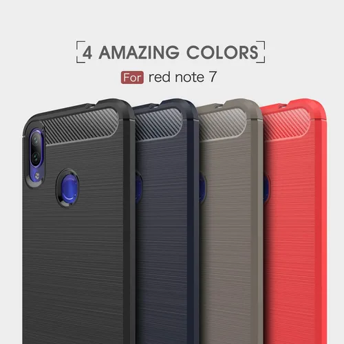 Miniatura 9 de Funda compatible con Xiaomi Redmi Note 7 Caso, Fibra de Carbono Absorción de Choque Slim Case para Xiaomi Redmi Note 7 (Rojo)