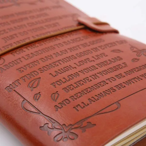 Miniatura 3 de Diario de cuero para nieta, diario de cuero A6, Laugh - Love - Cuaderno de escritura recargable en relieve vintage en vivo para Navidad, cumpleaños