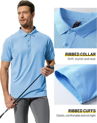 Miniatura 3 de MIER Polo Shirts for Men Short Sleeve Quick Dry Polyester Collared Shirts Casual Golf Shirts, Moisture-Wicking