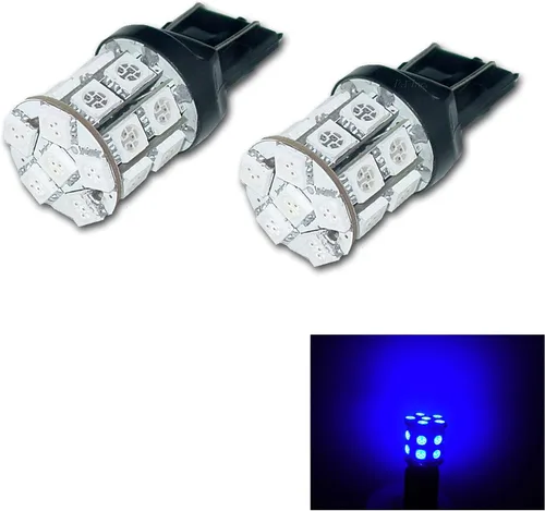 Miniatura 26 de PA LED 2 piezas 13SMD T20 7443 azul auto LED bombilla 12V para señal de giro lateral marcador de parada luz trasera
