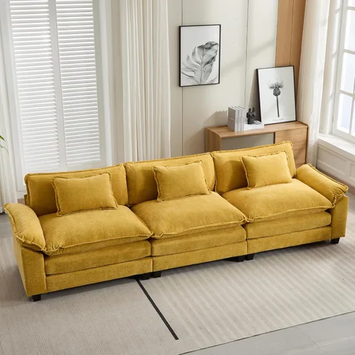 Miniatura 78 de Oprisen Sofá Seccional Modular, Cómodo Cloud Couch Sofá Seccional, Sofá Cama de Chenilla con Asiento Profundo con Almohadas Decorativas para Sala