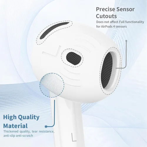 Miniatura 4 de [5 pares] para AirPods 4 Fundas para Puntas de Oído Deportivas Antideslizantes y Anti Rayones de Piel de Silicona Suave Puntas de Oído AirPods 4 Gen