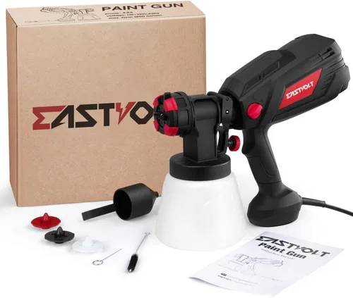 Miniatura 7 de Eastvolt Pulverizador de pintura HVLP de alta potencia de 600 vatios, pistola de pulverización eléctrica en casa Eastvolt, 4 boquillas, 3 patrones