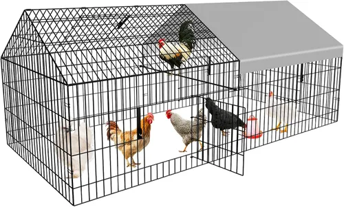 Gallinero de 87 x 40 pulgadas, portátil, de metal, con cubierta impermeable, jaula para pollos para patio, al aire libre, granja, tractor de pollo