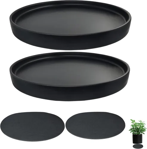 Miniatura 19 de Yukfona - 2 bandejas de cerámica para macetas, bandejas de 4 5 6 7 8 9 10 11 12 13 pulgadas para interior y exterior, resistente, duradera, base