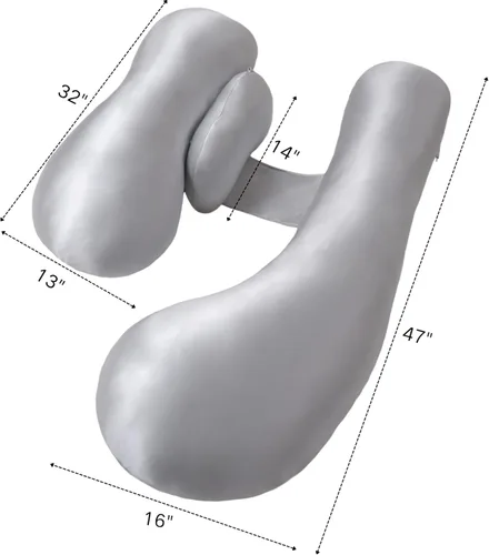 Miniatura 3 de Almohada de maternidad para dormir de lado, almohada desmontable de apoyo para el vientre y la espalda con tela transpirable refrescante, firmeza