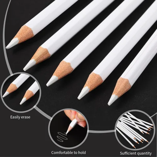 Miniatura 3 de Sabary 24 lápices de tela blanca para costura, lápices de tiza de color blanco, solubles en agua, tiza para toallitas de tela, bolígrafos