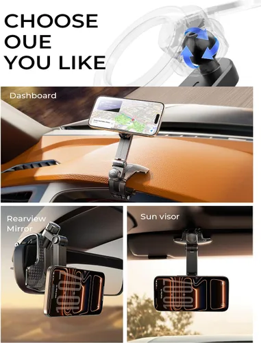 Miniatura 6 de LISEN para iPhone 17 Air para soporte de teléfono de coche Magsafe de 360 grados, soporte de tablero, soportes magnéticos para salpicadero de coche