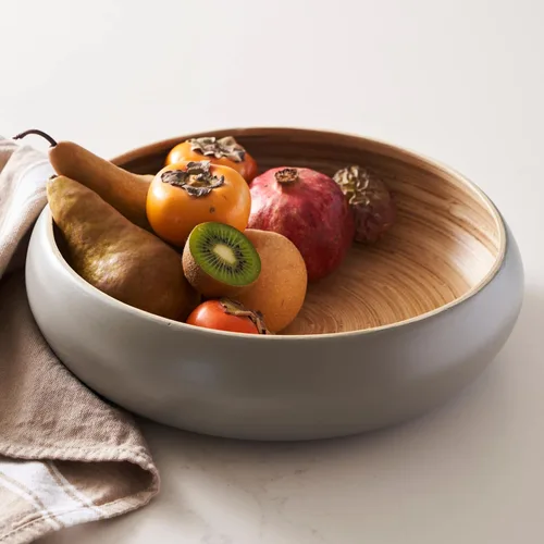 Frutero para encimera de cocina – Bambú hilado hecho a mano, cesta grande de frutas de 11.75 pulgadas, cuenco decorativo ecológico para decoración