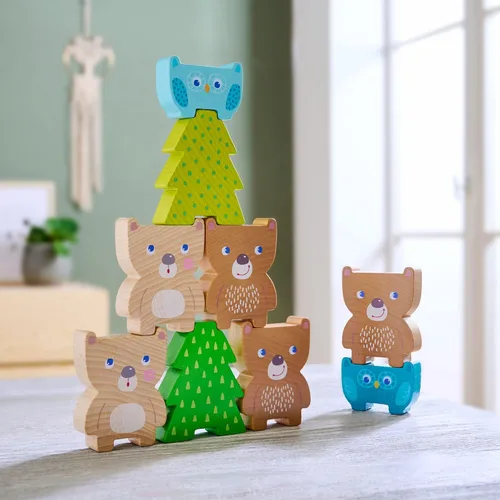 Miniatura 3 de HABA Forest Friends - Juguete apilable de madera - Juego de clasificación Montessori y clasificador de formas para niños pequeños - Bloques