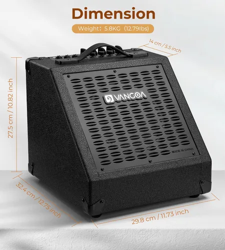 Miniatura 8 de Vangoa Amplificador de Batería Eléctrica 40W Profesional, Altavoz, 3 Entradas, Ecualizador de 3 Bandas Inalámbrico para Monitor de Batería