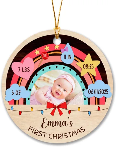 Miniatura 9 de Marco de fotos personalizado para perro, adorno de Navidad 2025 – Nombre y año personalizados para decoración de árboles, adorno de imagen