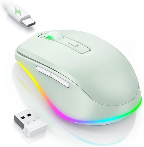 Miniatura 14 de PEIOUS Ratón Inalámbrico Jiggler - Ratones Inalámbricos LED con Mover de Ratón Integrado, Ratón Móvil Recargable para Laptop con Movimiento Azul