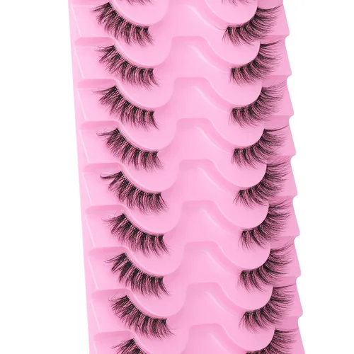 Miniatura 7 de FANXITON - Pestañas postizas de aspecto natural, pestañas de ojo de gato onduladas, banda transparente, 0.551 pulgadas, con aspecto de extensiones