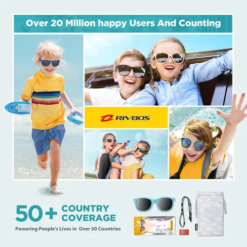 Miniatura 6 de Lentes de sol de goma Rivbos RBK004, flexibles, para niños lentes para bebés y niños de 3-10 (vidrio espejado disponible).