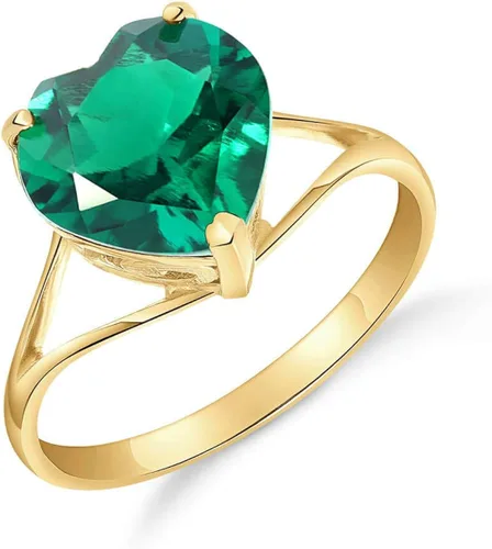 Miniatura 3 de Galaxy Gold GG Anillo de catedral de esmeralda con forma de corazón brillante de oro amarillo de 14 quilates con forma de corazón brillante