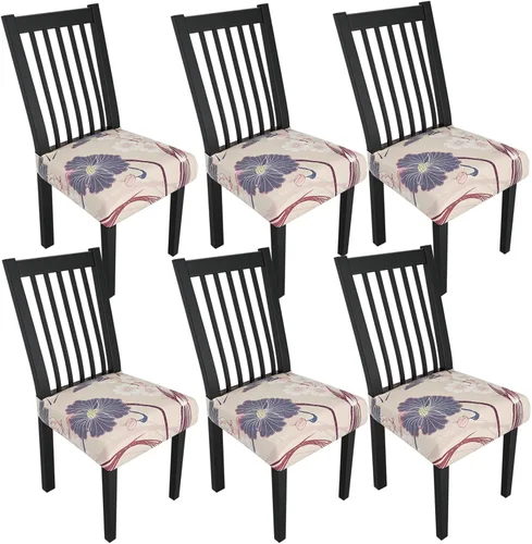 Miniatura 137 de Juego de 4 fundas elásticas para sillas de comedor, fundas para sillas de comedor con estampado floral, fundas para asientos de sillas con estampado