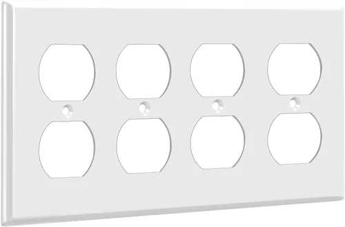 Miniatura 4 de enerlites Duplex placa de pared de salida, 1 – 4 Gang policarbonato, tamaño estándar, irrompible – Color Blanco..., Blanco