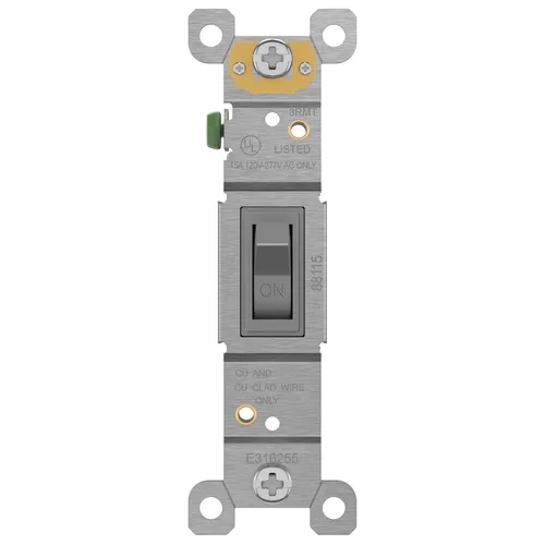 Miniatura 16 de ENERLITES Paquete de placas de pared con luz de palanca, interruptor eléctrico de un solo polo, 15 A 120-277 V, tornillo de puesta a tierra, grado