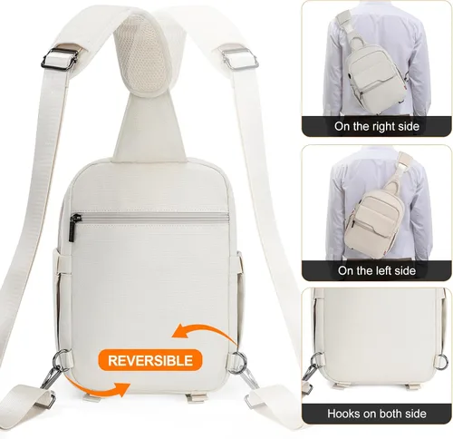 Miniatura 2 de Cwatcun - Bolso para cámara cruzado al hombro y bandolera, maletín ligero para fotografía DSLR/SLR/sin espejo con soporte para trípode y funda Beige