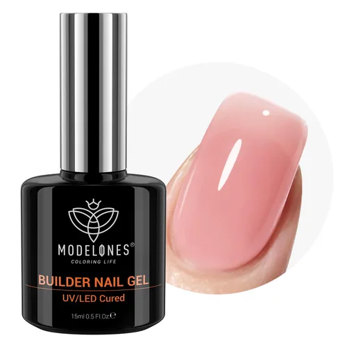 Miniatura 27 de modelones Gel base de goma de fibra para uñas, 0.5 fl oz (0.5 fl oz), base de goma de vidrio transparente, esmalte de gel, fortalecedor de uñas