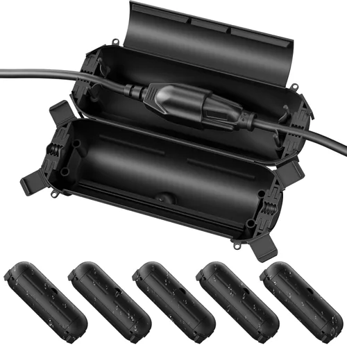 Miniatura 27 de Flemoon [Paquete de 3] Cubierta de cable de extensión para exteriores, impermeable, resistente a la intemperie, caja de conexión eléctrica