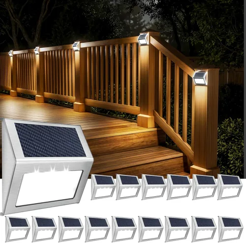 Miniatura 11 de JSOT - Luces solares de exteriores para terraza, impermeable, funciona con energía solar, luz led inalámbrica para pasarela, patio, escaleras