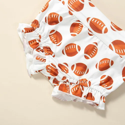 Miniatura 6 de BULINGNA Conjunto de 3 piezas de ropa de verano de manga corta para bebé niña de fútbol americano
