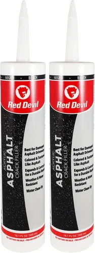 Miniatura 4 de Red Devil 0637 Sellador de relleno de grietas de asfalto, sellador acrílico negro para grietas y juntas, forma un sello resistente al agua, 10.1
