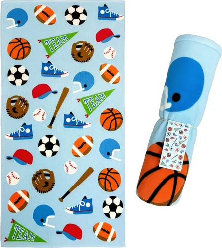Miniatura 9 de Wildkin Toalla de playa para niños, 100% algodón, suave y absorbente, ideal para piscina y playa, animales salvajes
