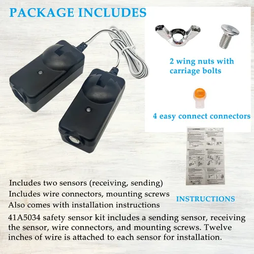 Miniatura 6 de Kit de Sensor de Seguridad 2025 Mejorado 41A5034 Compatible con Abridor de Puerta de Garaje Liftmaster Chamberlain Sears Craftsman Fabricado Después