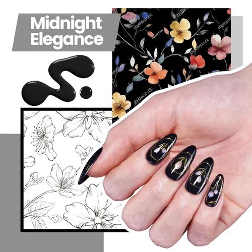 Miniatura 4 de Kit de esmalte de uñas en gel negro de Beetles con luz UV, juego de 5 esmaltes de uñas en gel con base y capa superior y lima de uñas