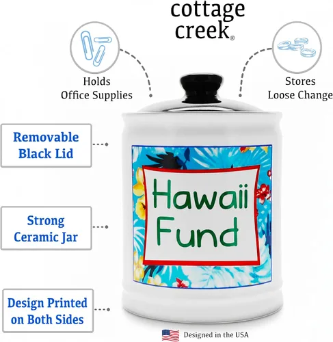 Miniatura 3 de Cottage Creek Tarros Hawaii Fund Travel Bank – Alcancía de cerámica para vacaciones y viajes esenciales para mujeres, hombres, parejas Regalo