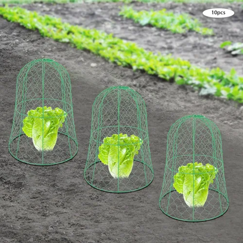 Miniatura 3 de Paquete de 10 Cloches de alambre de pollo para jardín, 12.99 pulgadas de profundidad x 15.75 pulgadas de alto, protectores y cubiertas de plantas
